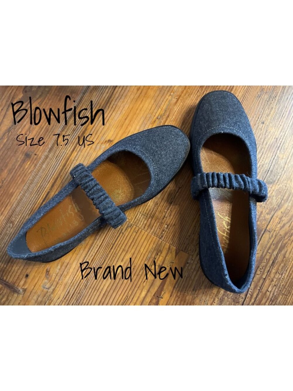 Blowfish Malibu Mary Jane Ballet Flats Dark Gray Flannel - Size 7.5 New